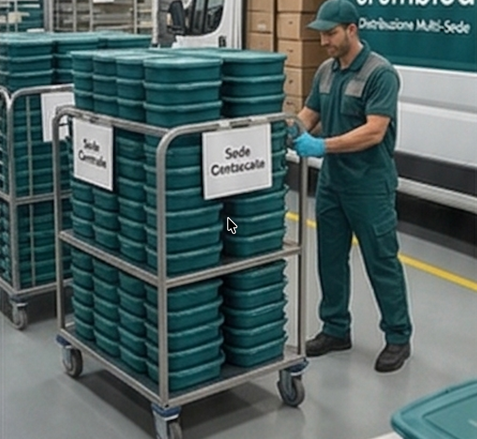 Preparazione e distribuzione di grandi volumi di pasti.